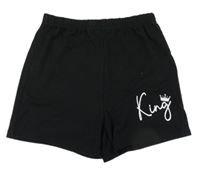 Černé bavlněné kraťasy s nápisem s korunkou Shein