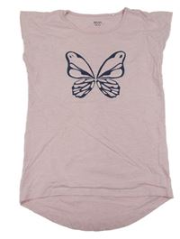 Růžové melírované tričko s motýlem s flitry Yigga