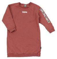 Vínové teplákové šaty s nápisem Puma