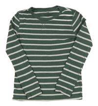 Tmavozeleno-bílé pruhované triko H&M