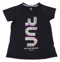 Černé sportovní tričko s nápisem H&M
