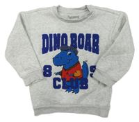 Šedá melírovaná mikina s dinosaurem Nutmeg