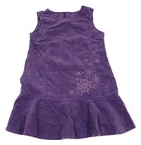 Fialové manšestrové šaty s výšivkami s flitry Mothercare