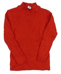 Červený žebrovaný lehký svetr TU