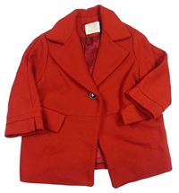 Červený vlněný podšitý kabát Zara