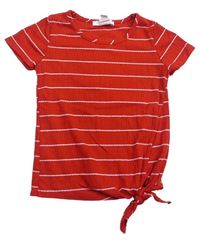 Červené pruhované tričko s uzlem 