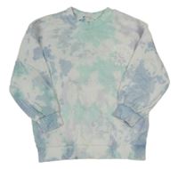 Bílo-mintovo-lila batikovaná mikina s potiskem H&M