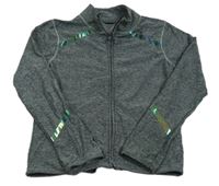 Tmavošedá melírovaná sportovní propínací mikina s lesklými pruhy zn. Next