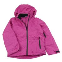 Tmavorůžová šusťáková funkční lyžařská bunda s kapucí Crane