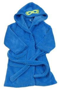 Modrý chlupatý župan s výšivkou a kapucí Pep&Co