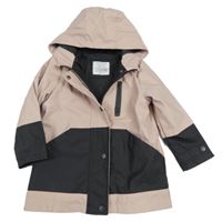 Starorůžovo-černá nepromokavá jarní bunda s kapucí Primark