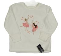 Nové - bílá fleecová mikina s baletkami dunnes