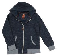 Tmavomodrá melírovaná zateplená propínací mikina s kapucí we