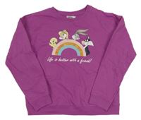Fuchsiová mikina s Looney Tunes 