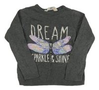 Tmavošedý lehký svetr s nápisem H&M