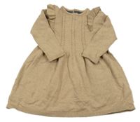 Oříškové pletené vzorované šaty s volánky F&F