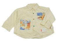 Nové - smetanová košile s barevnými kapsami 