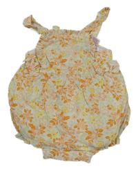 Smetanovo-žluté květované laclové kraťasy 