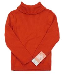 Nové - červený žebrovaný svetr s rolákem Matalan