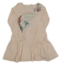Světlerůžové šaty s nápisem a ptáčky H&M
