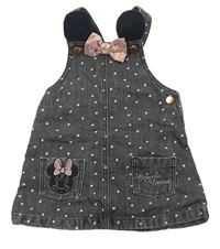 Tmavošedé puntíkaté riflové laclové šaty s mašlí - Minnie Disney