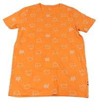Neonově oranžové tričko s korunami Hema