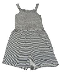 Bílo-tmavomodrý pruhovaný kraťasový overal H&M