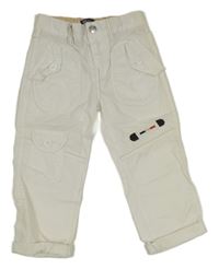 Bílé plátěné kalhoty s kapsami 