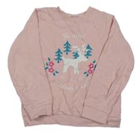 Růžová mikina s nápisy a sobem Lupilu