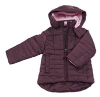 Mahagonová šusťáková zateplená bunda s kapucí C&A