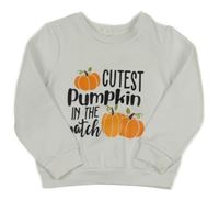 Bílá mikina s nápisem a dýněmi Shein