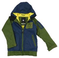 Khaki-tmavomodrá šusťáková zateplená voděodolná bunda DC