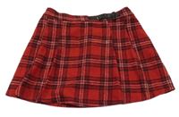 Červeno-černo-bílá kostkovaná vlněná sukně George