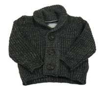 Antracitový melírovaný propínací svetr Primark