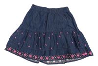 Tmavomodro-růžová riflová sukně s motýlky Charles Vögele