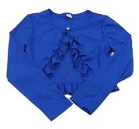 Tmavomodré žebrované bolerko s volánky Shein