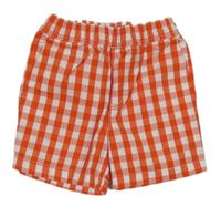 Červeno-bílé kostkované plátěné kraťasy Jacaidi