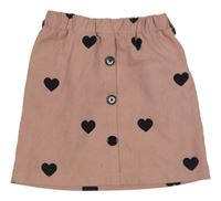 Růžovo-černá žebrovaná sukně se srdíčky Shein