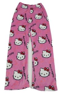 Růžové plyšové tepláky s Hello Kitty 