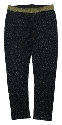 Tmavomodro-zlaté puntíkaté úpletové legíny Mothercare