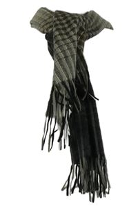 Dámská hnědo-béžová vzorovaná šála s třásněmi 