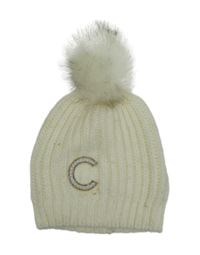 Dámská smetanová čepice s bambulí 