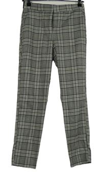 Dámské tmavomodro-bílo-hnědé kostkované chino kalhoty Zara 