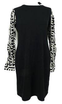 Nové - Dámské černo-vzorované žebrované šaty Dunnes 