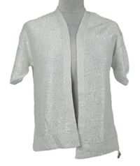 Nové - Dámský bílý flitrový svetrový cardigán F&F