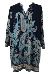 Dámská tmavomodrá vzorovaná halenková tunika Paola 