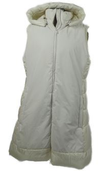 Dámská bílá šusťáková zateplená maxi vesta s kapucí Conte of Florence 