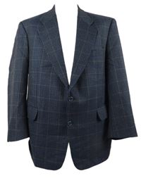 Pánské tmavomodré vzorované vlněné sako Bradford
