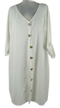 Dámské bílé košilové šaty s rolovacími rukávy 