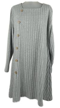 Dámská šedá žebrovaná pletená šatová tunika 
